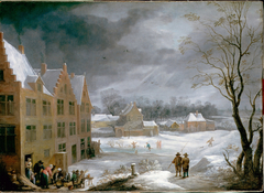 Winter Scene with a Man Killing a Pig