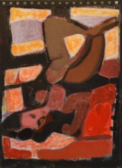 Woman Lying on Red Sofa by Tasos Perachoritis