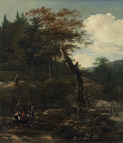 Wooded Landscape with Travelers by Adam Pynacker