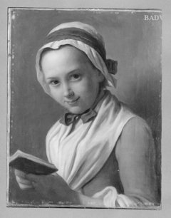 Young Woman with Bonnet, White Shawl, and Book, known as “The Virtuous Girl" by Pietro Rotari