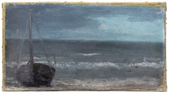 Zeegezicht (boot aan het strand) by Jozef Israëls