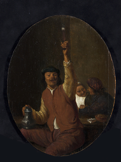 Zittende man met wijnglas by Abraham Diepraam