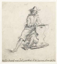 Zittende, tekenende man (Gerard de Jonge?) by Harmen ter Borch