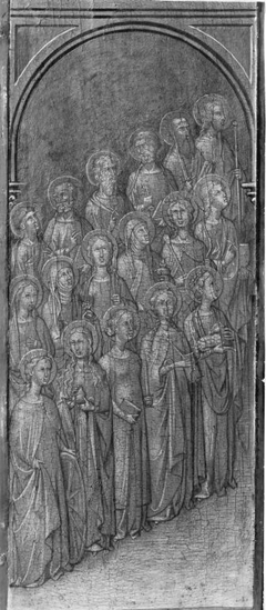 Zwei Reihen weibliche Heilige und Apostel