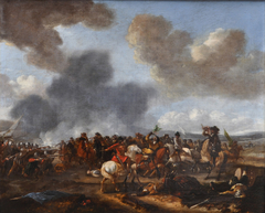 A Cavalry Battle Scene between Polish Hussars and Ottoman forces by Philips Wouwerman