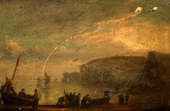 A Coastal Landscape with Fisherfolk on a Boat by Thomas Luny