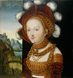 A finely dressed young Lady / Portrait of a Young Woman by Lucas Cranach the Elder and Workshop