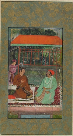 A Mughal and a Rajput Converse at Dusk by Basawan