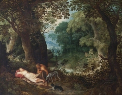 A Nymph and a Satyr by Abraham Govaerts