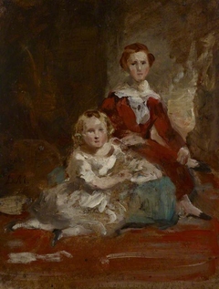 A Portrait Study of Two Children in a Landscape (Reverse: Study of a Young Man in an Interior) by Daniel Macnee
