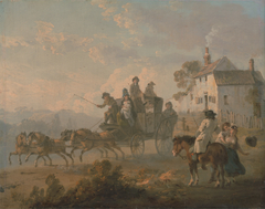 A Stage Coach on a Country Road by Julius Caesar Ibbetson