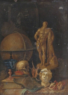 A Vanitas with a Model of the Farnese Hercules by Anonymous