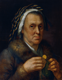 Alte Frau mit einem Dukaten by Johann Baptist Hoechle