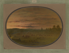 An Indian Encampment at Sunset by George Catlin