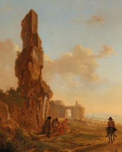 An Italianate landscape with ruins by Jan Both