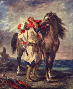 Arab Saddling his Horse by Eugène Delacroix