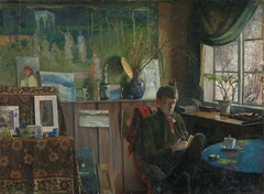 At the Widow. Portrait of the Artist Kalle Løchen by Karl Jensen-Hjell