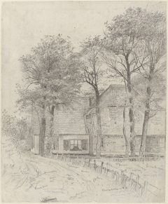 Boerderij bij Velzen: het woonhuis en aangrenzende schuur, vanaf de weg gezien by Gerrit Willem Dijsselhof