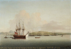 Captain Augustus John Hervey, later 3rd Earl of Bristol (1724-1779) in the 'Phoenix' taking 14 French Ships at Argenteira, 9th November 1756 by Dominic Serres