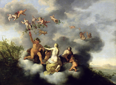 Cérès, Bacchus, Vénus et l'amour by Cornelius van Poelenburgh