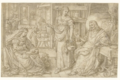 Christus in het huis van Maria en Martha by Marcus Gheeraerts