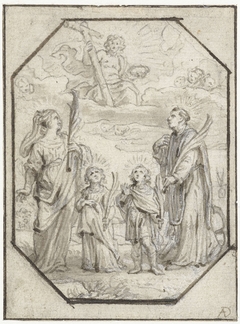 Christus verschijnt aan vier heiligen by Abraham van Diepenbeeck