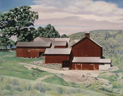 Connecticut Barns in Landscape by Charles Sheeler