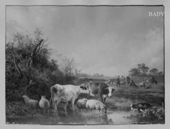 cows and sheep by Hendrik van de Sande Bakhuyzen