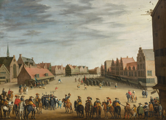 De afdanking van de Waardgelders door prins Maurits op de Neude te Utrecht in 1618 by Joost Cornelisz Droochsloot
