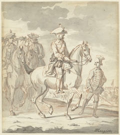 De jonge Prins Willem V te paard, met gevolg by Tethart Philip Christian Haag