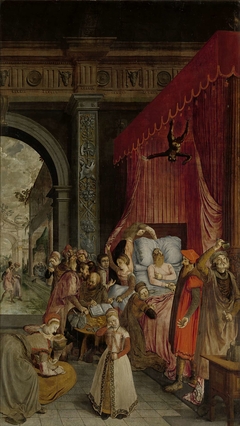 Deathbed of the Rich Man, with a Devil Descending to Retrieve the Deceased's Soul
