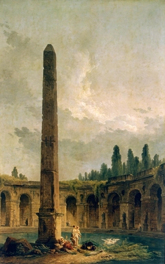 Decorative Landscape with an Obelisk by Hubert Robert