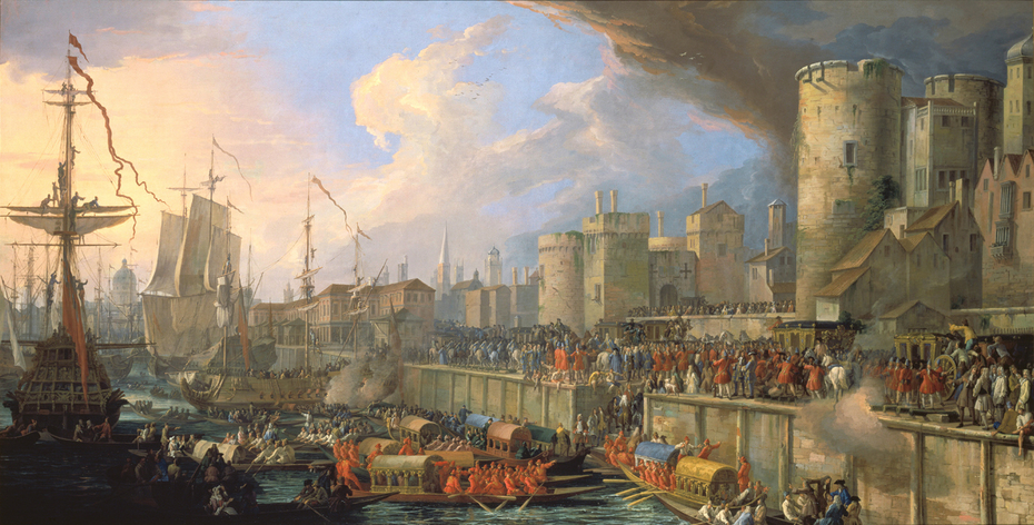 Empfang der venezianischen Gesandten beim Tower in London