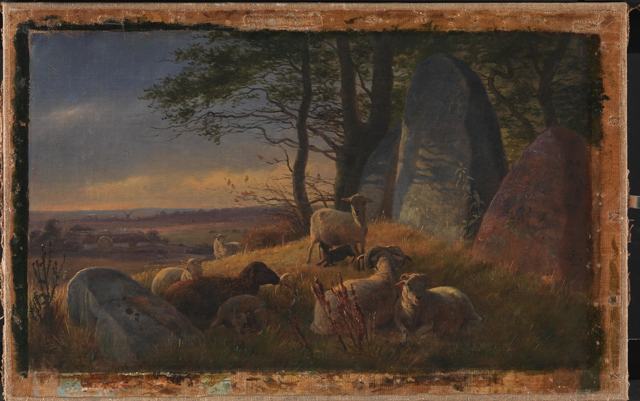Evening Scene with Sheep on a Mound