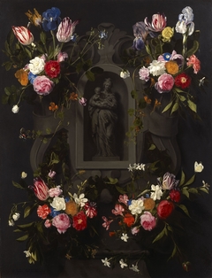Floral Garland with Mother and Child