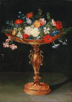 Flowers in a gilded tazza by Jan Brueghel the Younger