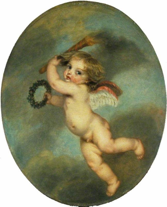 Flying Cupid with a Torch