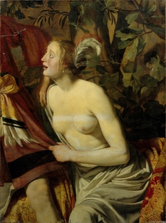 Fragment van een wandbespanning; Venus en Adonis by Jan van Bijlert