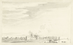 Gezicht op de stad Uerdingen, gelegen aan de Rijn by Jan de Beijer