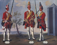Grenadiers, 43rd, 44th and 45th Regiments of Foot, 1751 by David Morier