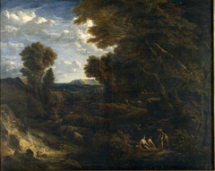 Herds in a hilly landscape by Cornelis Huysmans