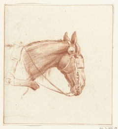 Hoofd van een paard met oogkleppen, naar rechts by Jean Bernard