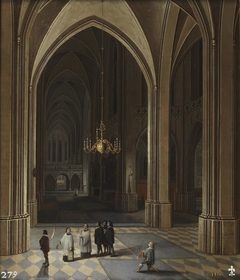 Interior of a church, the Viaticum by Ludovicus Neefs