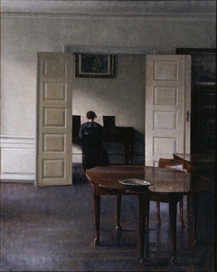 Interior with Ida Playing the Piano by Vilhelm Hammershøi