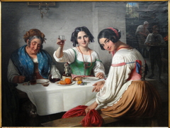 Italian Osteria Scene, Girl welcoming a Person entering by Wilhelm Marstrand
