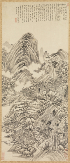 Landscape in the style of Huang Gongwang by Wang Shimin
