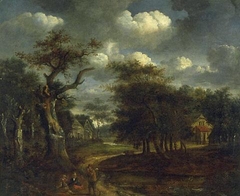 Landscape: trees and houses by Jacob van Ruisdael