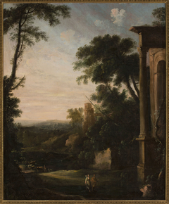 Landscape with architecture and staffage