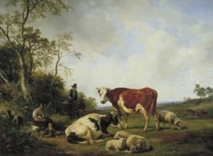 Landscape with Cows and Other Cattle by Hendrik van de Sande Bakhuyzen