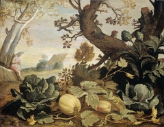Landscape with Fruits and Vegetables in the foreground